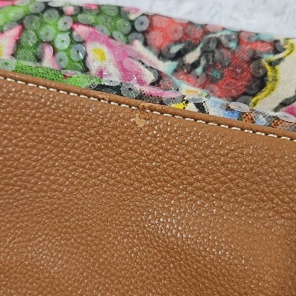 Nine West sequin tote multi color floral with clear sequins bobo chic summer - Picture 13 of 13